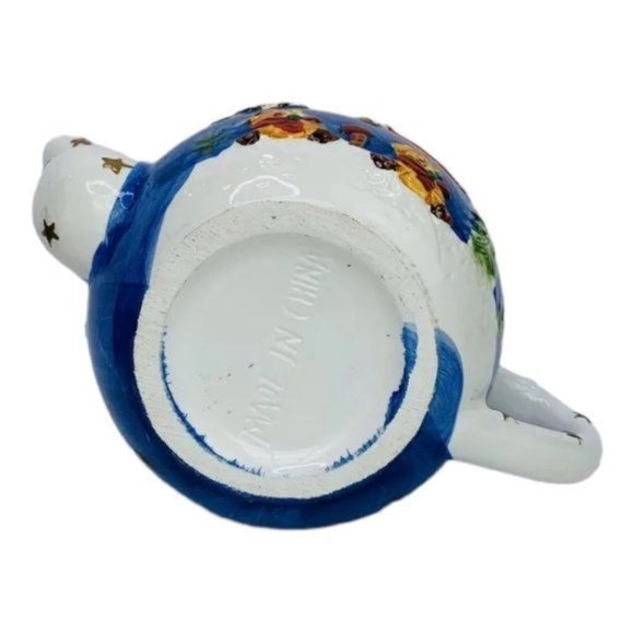 Santa Claus Christmas Pottery Vintage Hand Painted Ceramic Teapot With Lid - Picture 6 of 10